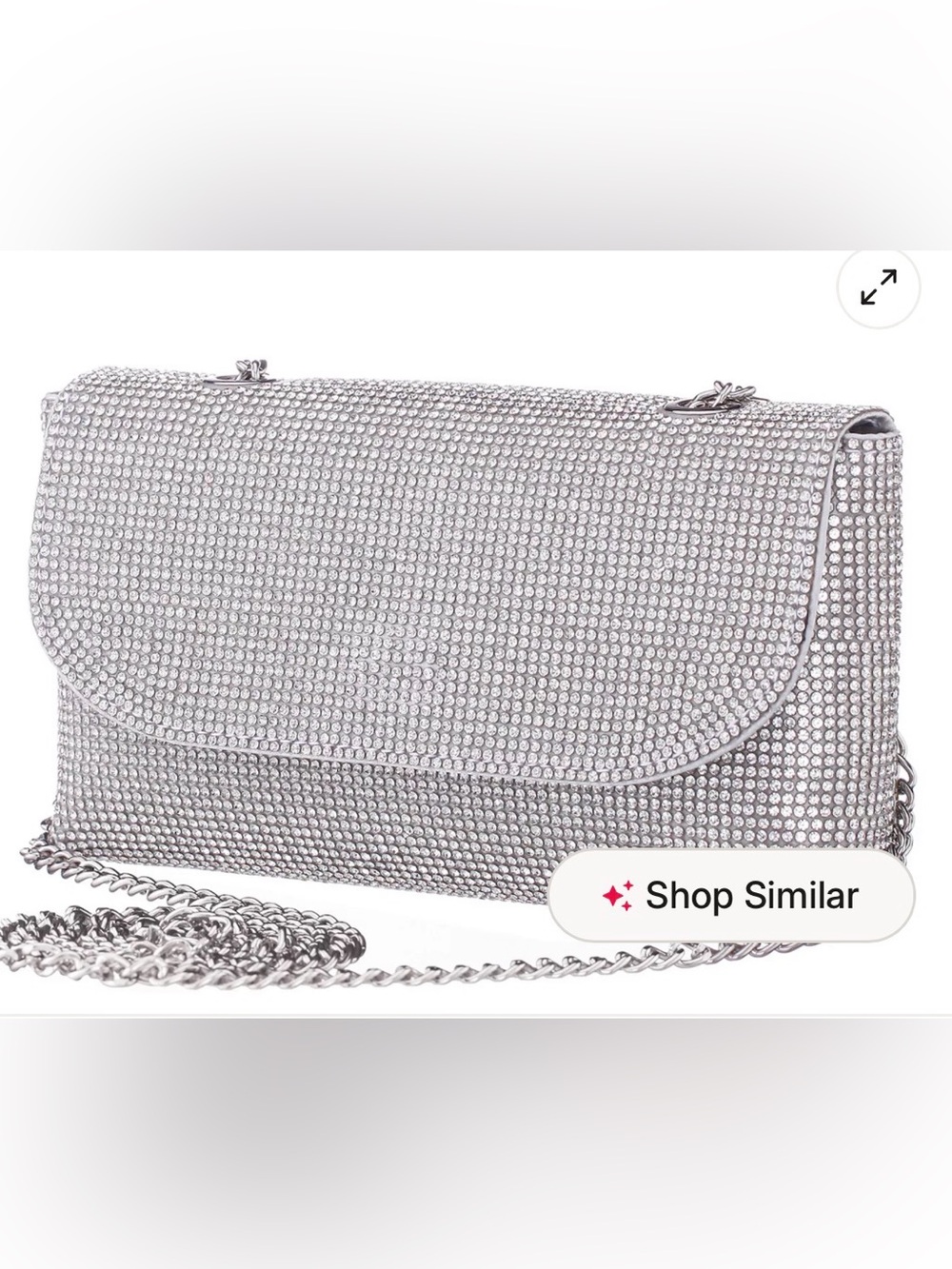 Nina Silver Rhinestone Chain Clutch Bag wedding party dressy party NWT